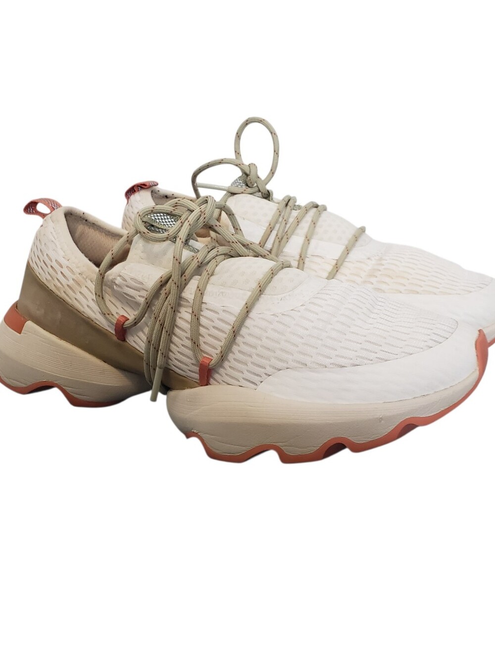 Sorel Kinetic Impact Lace Shoes Womens Sz 9.5 Sea Salt White Tan Orange Mesh